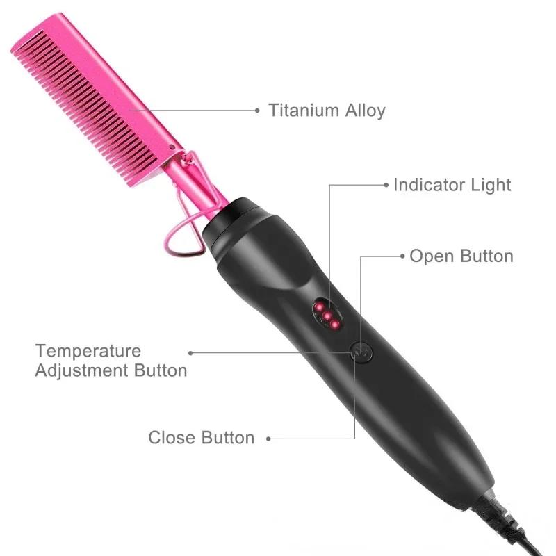 Electric Hot Heating Comb Hair Straightener Curler Flat Irons Wet Dry Hair Iron Straightening Brush Hair Styling Tools