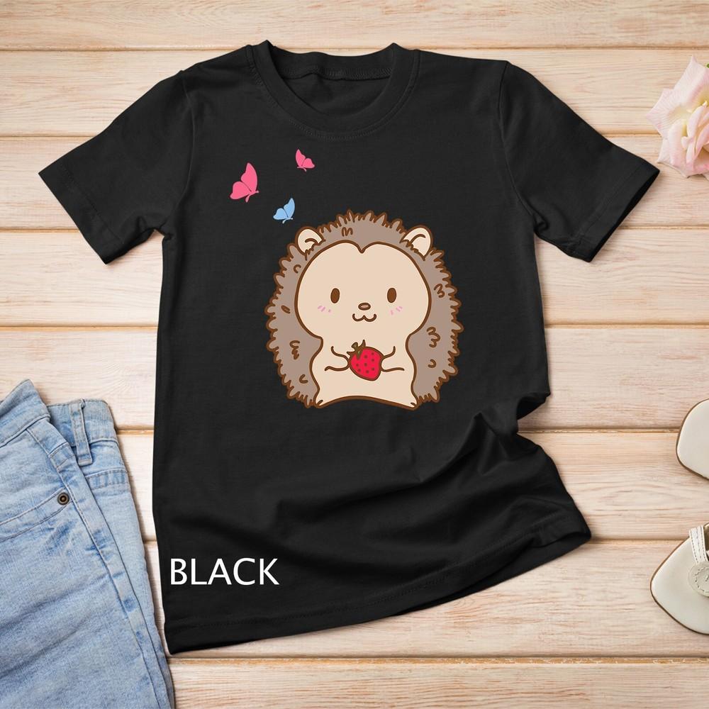 

Womens Hedgehog Gift Design Cute Strawberry Hedgehog Unisex T-shirt XL