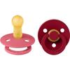 Chupete bebé - BIBS - Color - Tetina redonda - Pack de 2 - Caucho natural - Talla 2 Coral Rubí
