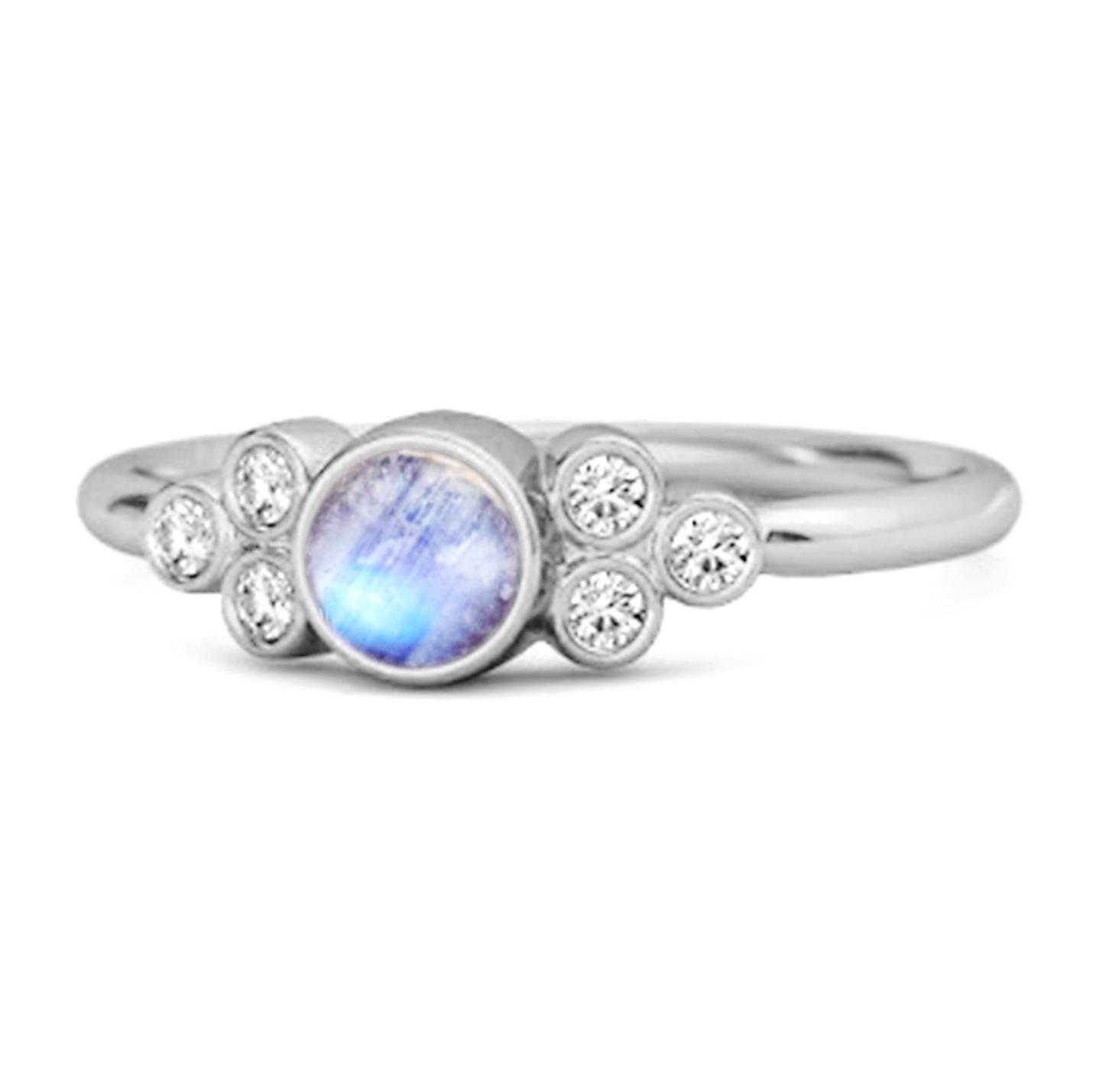 Bezel Set Moonstone 925 Sterling Silver Boho Ring 6