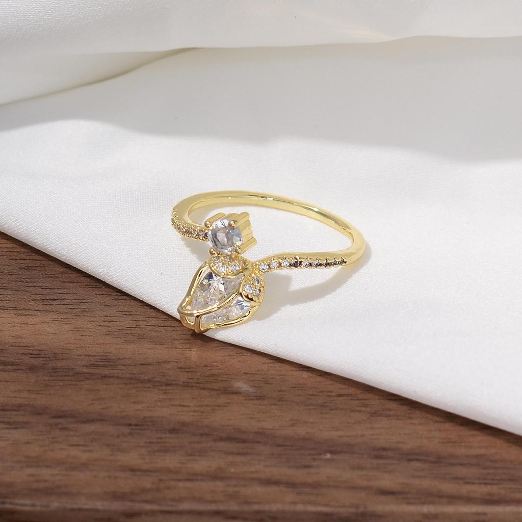 Enamel and Diamond Tulip Adjustable Gemstone Ring for Women - Durable, Non-Fading, High-End Exquisite Design