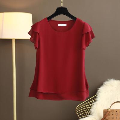 Women's Loose Shirt Casual Retro O Neck Short Sleeve Summer Shirts