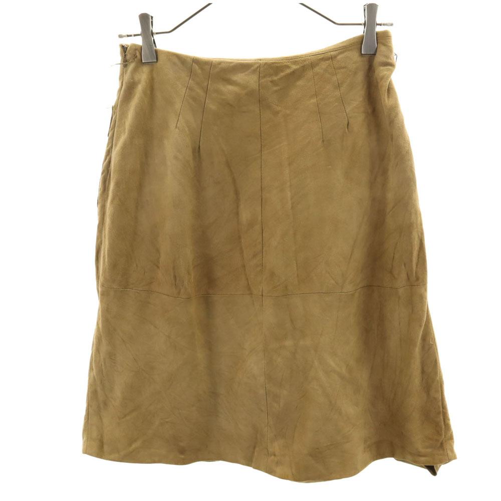 S Max Mara Midi length Suede leather skirt 36 Beige brown Women Used