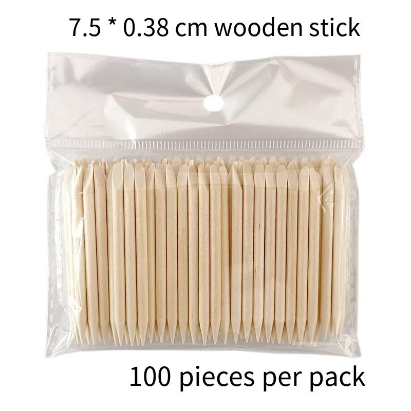 Durable Double-Ended Birch Wood Sticks for Manicure Dotting, 7.5cm Long (100 Pieces/Pack)