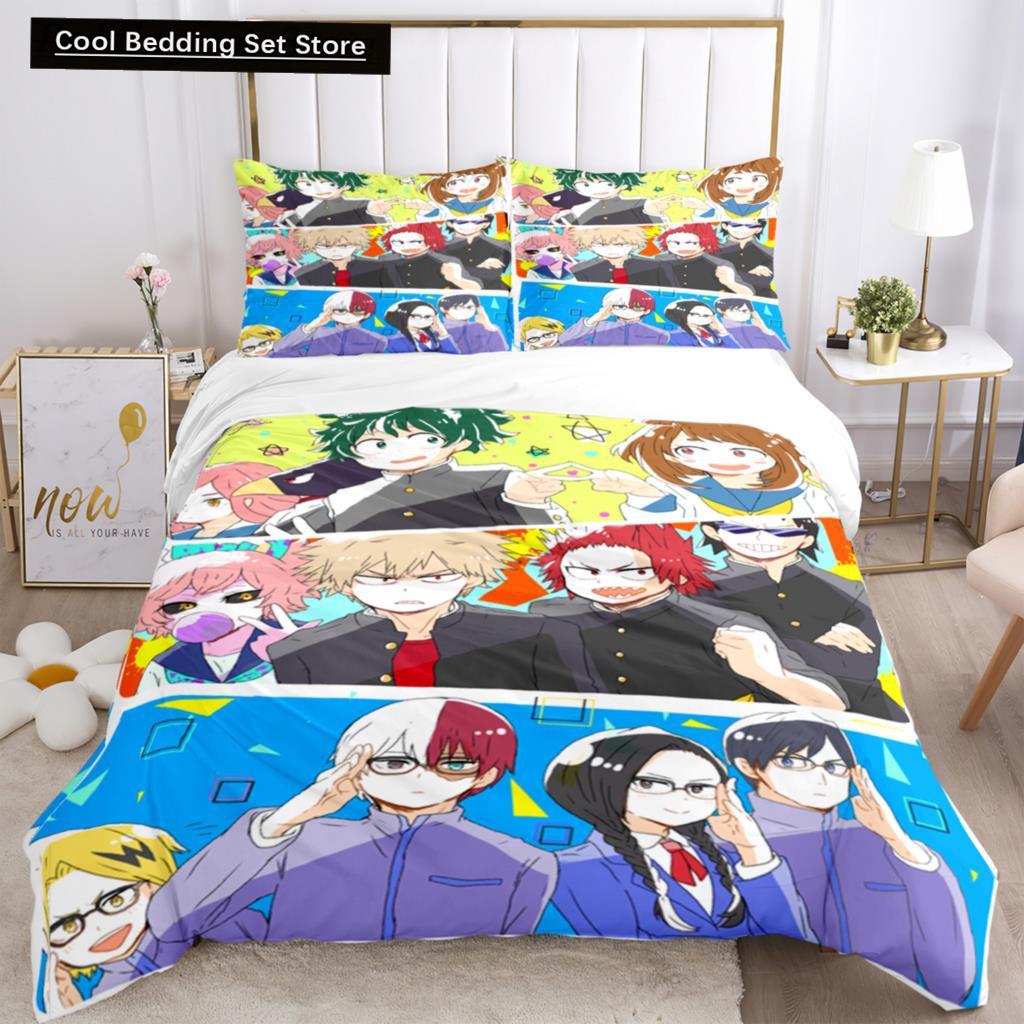 

Модный комплект постельного белья My Hero 3D Anime Print из трех предметов Модный комплект постельного белья для мальчиков или взрослых, пододеяльники, наволочки, подарочный комплект постельного белья EU single(135x200cm)