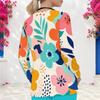 Aquarell-Blumenprint V-Ausschnitt Langarm Damen Krankenschwester Arbeitskittel Weich Atmungsaktiv Medizinische Gesundheitsversorgung Arbeitsbluse Mit Taschen