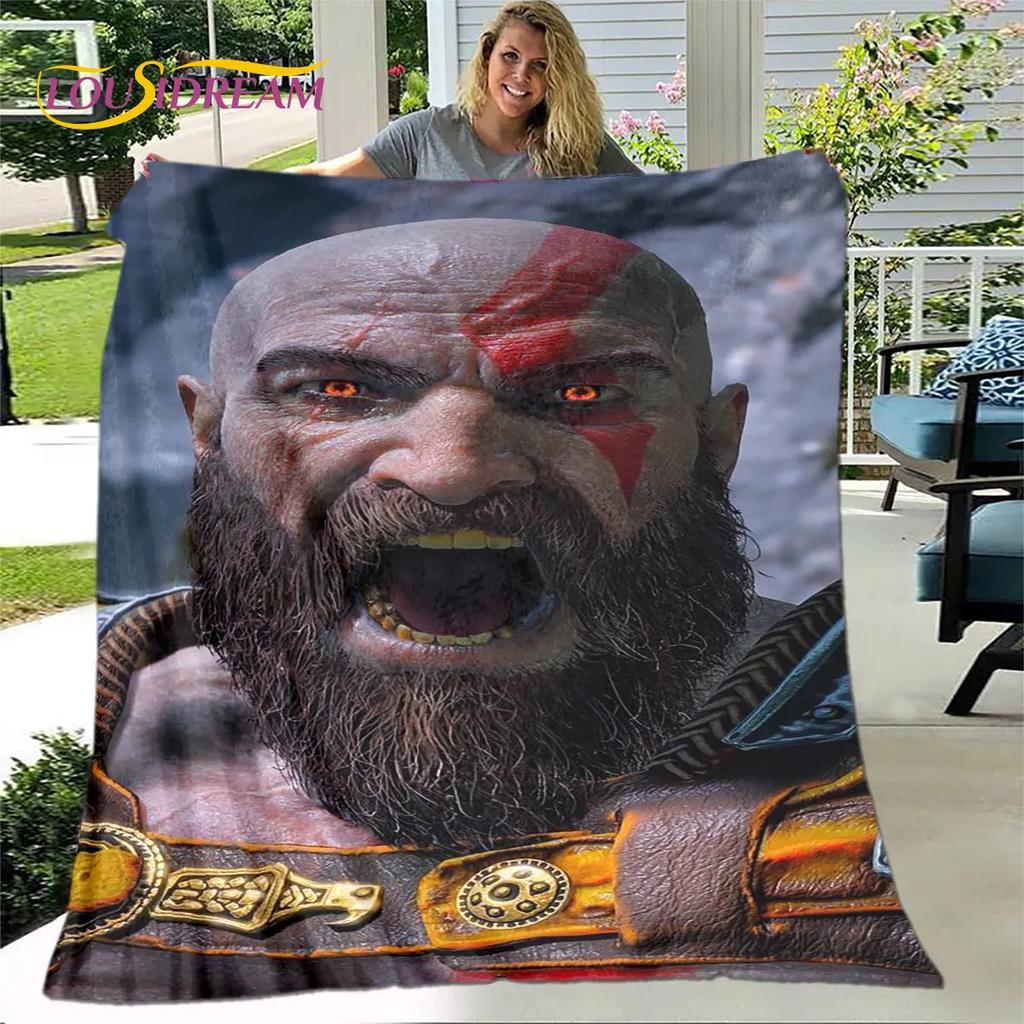 God of War Spiel Spieler Weiche Plüschdecke, Flanelldecke Überwurfdecke für Wohnzimmer Schlafzimmer Bett Sofa Picknick Abdeckung Bettdecke