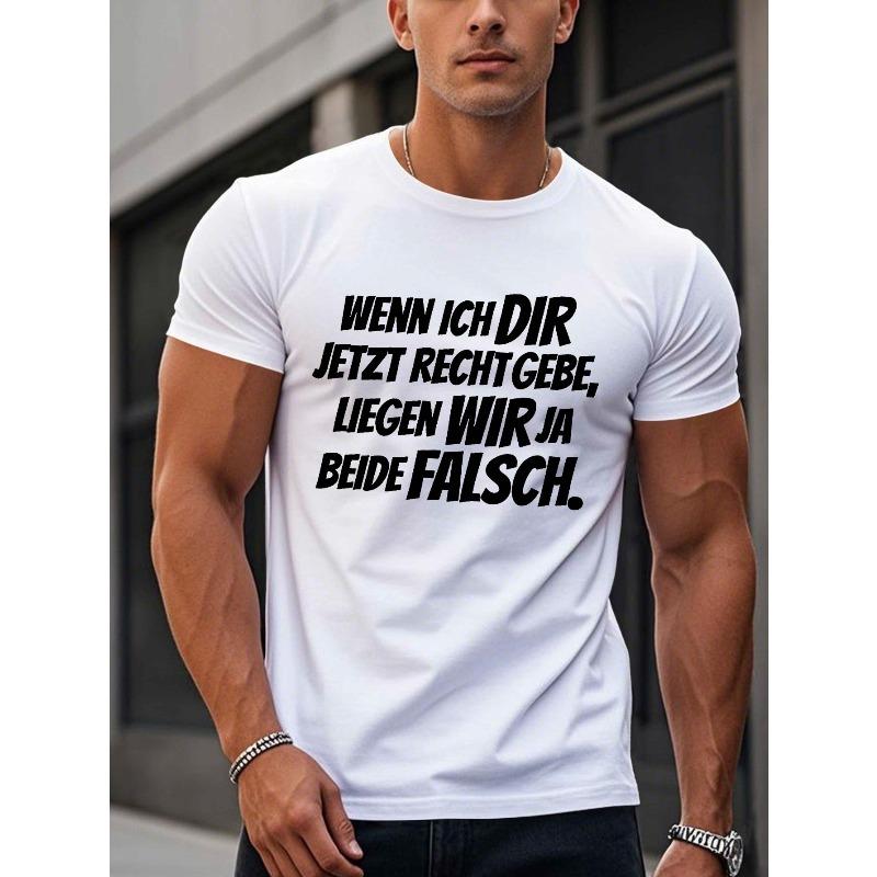 European Size Men S Summer Short Sleeve T-Shirt with a Fun German Saying S белый
