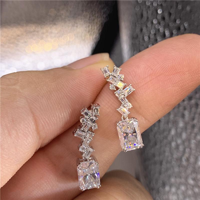 Huitan Novel Geometric Earrings with Crystal Cubic Zirconia Fancy Women Earrings for Wedding Engagement Party New Trendy Jewelry