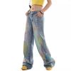 JYL Mens Jeans Button Straight Korean Loose Trendy Dad Denim Pants