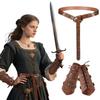 Medieval Printed Belt Renaissance Roman Soldiers Leather Wristband Halloween Cosplay Costume Props for Men Women