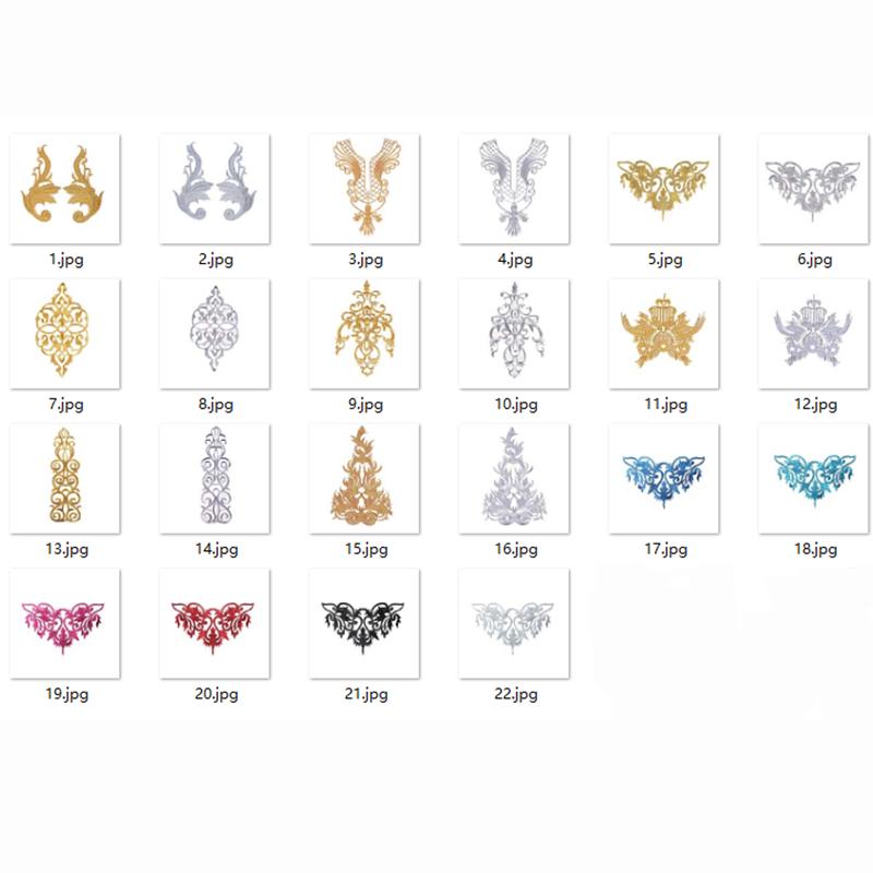 Diy Performance Clothing Decorative Iron-on Patch Sticker Embroidery Gold Silver Thread Yarn Costume Dress Geometric Applique