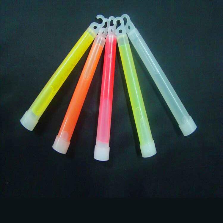 6" Glow Stick with Hook for Camping, Emergency, Concert, Party, or Cheering Lighting