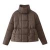 Womens Winter Cotton Puffer Coat Slim Waist Solid Color Stand Collar Loose Fit Warm Quilted Jacket