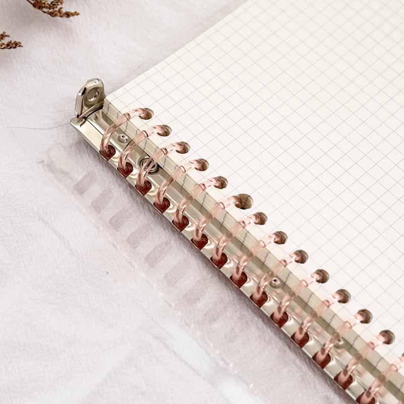 B5 A5 Transparentes PVC Weich Loseblatt-Optik 20 Löcher Farbiger Plastikclip Metallclip Handbuch Abnehmbare Abdeckung Schreibwaren