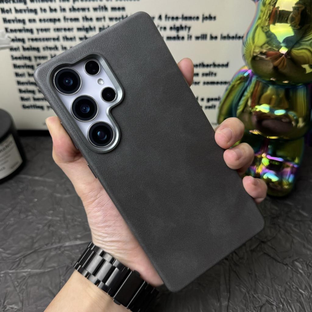 Custodia protettiva in pelle business per telefono per Samsung Galaxy S25 Ultra S24 U S23 magnetica Ricarica Wireless retro antiurto