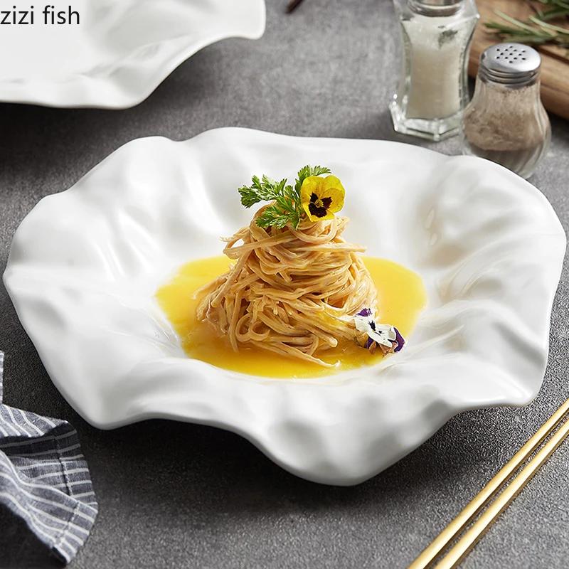 Creative Ceramic Dinner Dish Steak Plate Home Furnishing Irregular Shaped Tableware Pasta Plate Hotel Restaurant Dessert Dishes