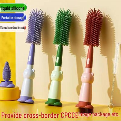 Portable 3-in-1 Baby Bottle & Straw Cleaning Brush - Food-grade Silicone