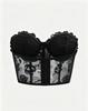 Black Hot Girl Mesh Embroidered Underwire Bustier Tank Top