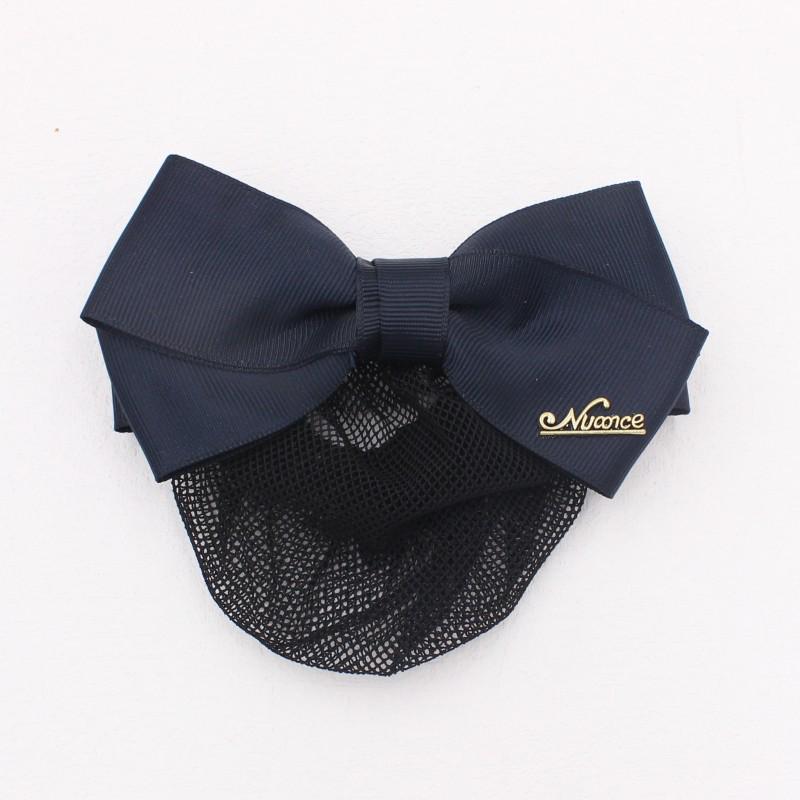 Korean Style Bow Flower Hair Net Bun Clip for Professional Work - HF315