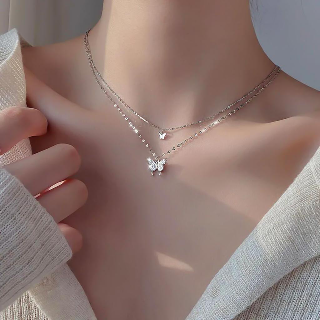 Fairy Women Clavicle Chain Elegant White Chalcedony Pendant Necklace for Teen Girls Women Daily Outfits