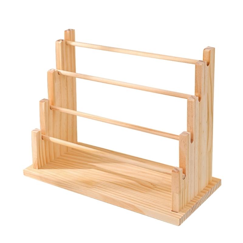 Tiered Stepped Wood Jewelry Holder Rack For Bracelet Necklace Storage Wooden Construction Wrist Accessories Holder