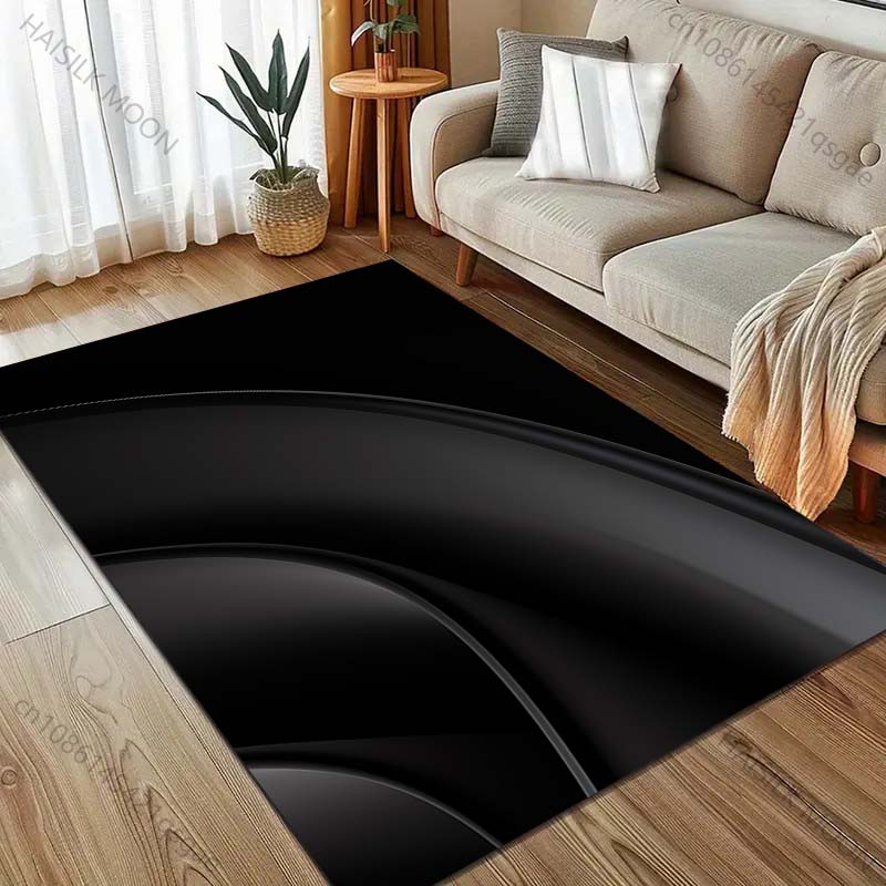 Alfombra Impresa de Fondo Negro HD para Sala de Estar Dormitorio Sofá Felpudo Decoración del Hogar Alfombra de Piso Antideslizante Alfombra de Área de Juego Tamaño Grande 150x200cm (59x79in)