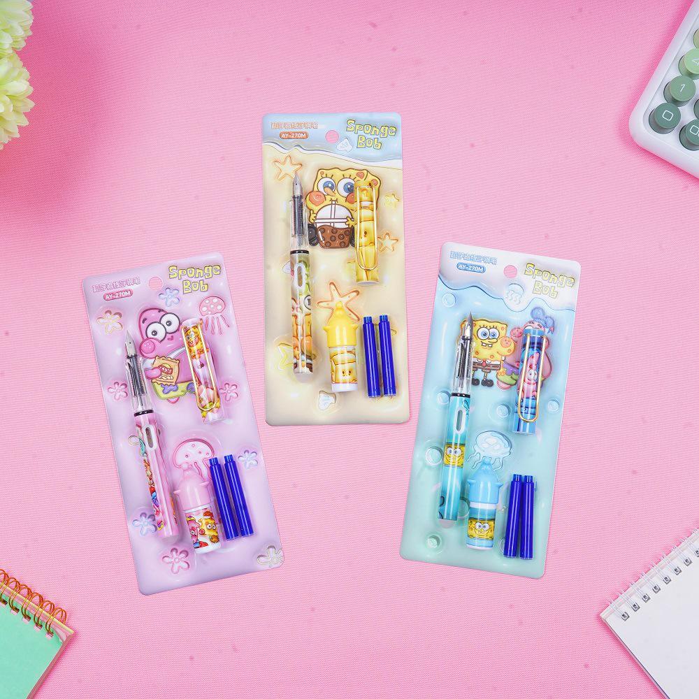 Labubu Ink Cartridge Fountain Pen Set - Popular Cartoon Design for Kids and Students.