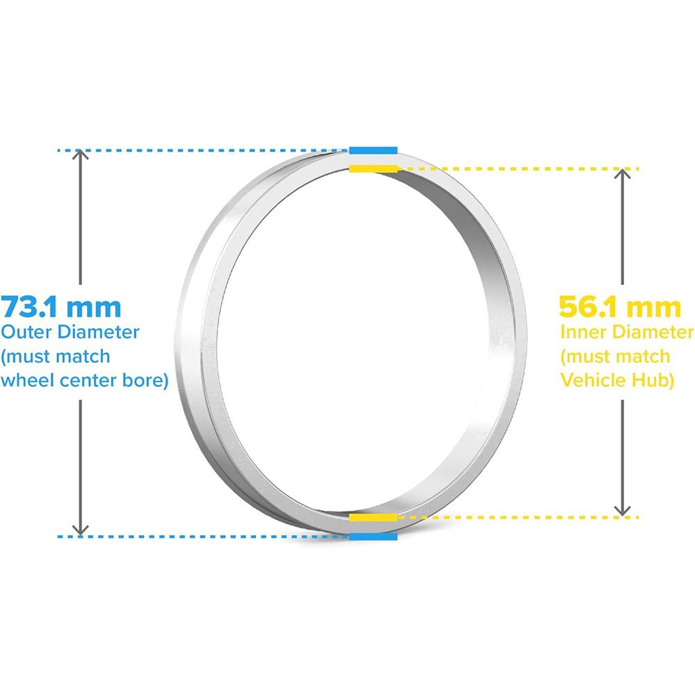 4pcs 73.1 to 56.1 mm Aluminium Alloy Car Hub Centric Rings Wheel Bore Spacer