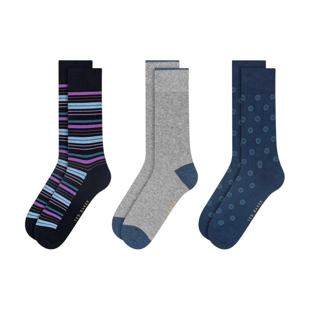 Ted Baker Mens Stripe Crew Socks (Pack of 3)