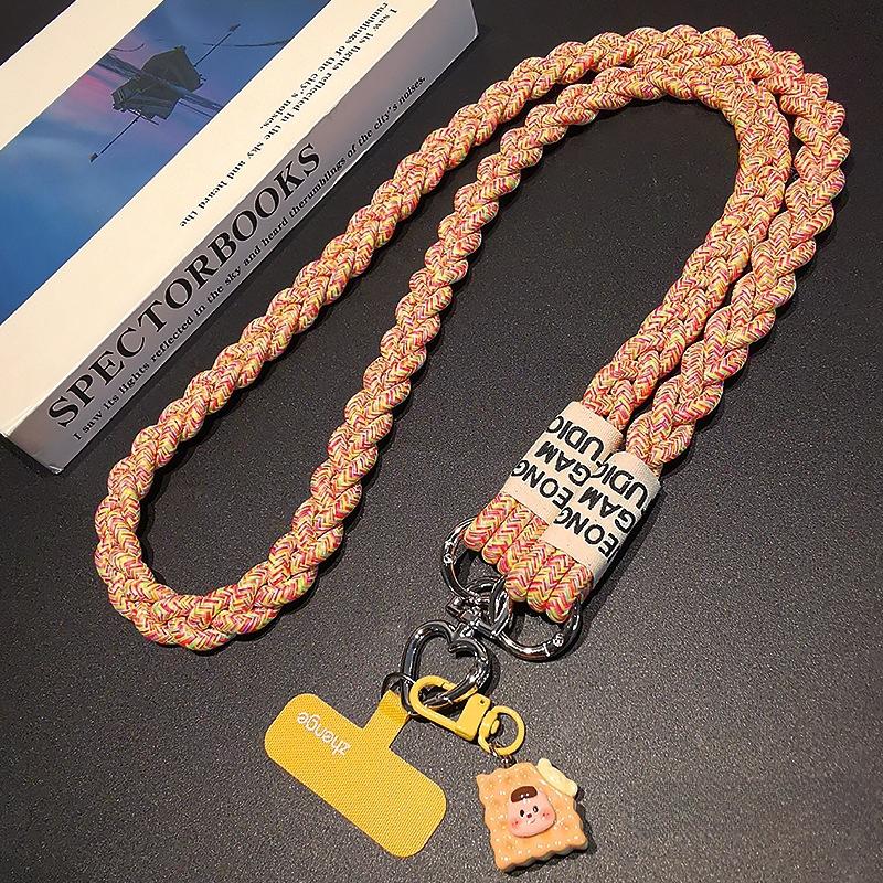 Mobile Phone Lanyard, Crossbody, Woven Rope, Ins, Outdoor Mobile Phone Strap, Ladies, Long, for Travel, Shopping