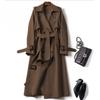 Long Trench Coat Women Lace Up Button Coats Full Sleeve Turn Down Collar Splice Jackets Solid Pockets Office Streetwear