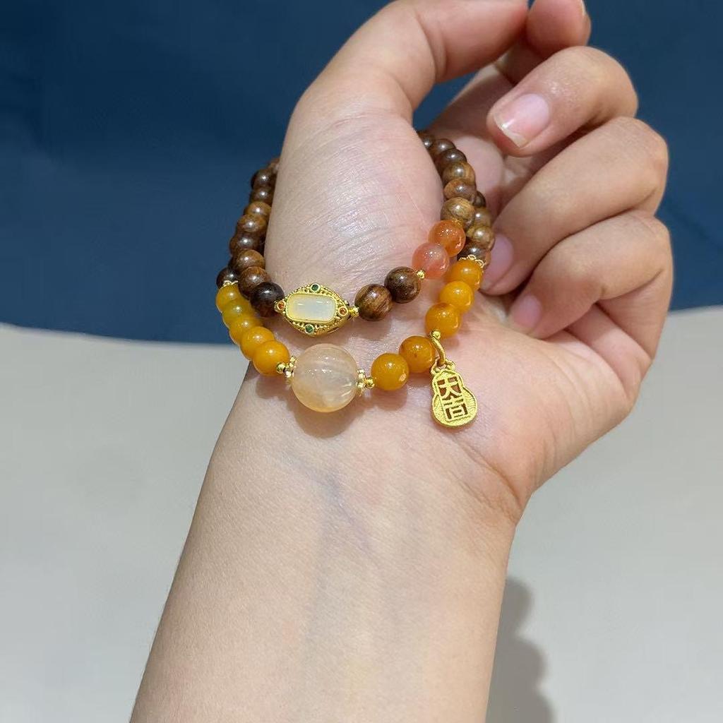 Karin Double Loop Beeswax Wood Bracelet - Stylish & Versatile Unisex Design