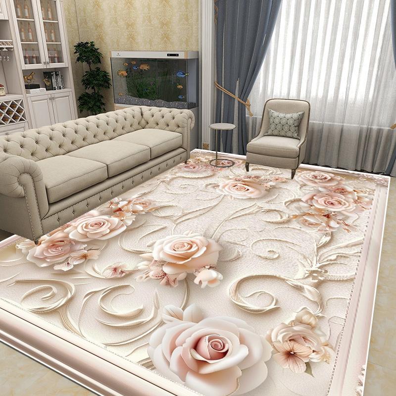 Flower Carpet Living Room Sofa Rugs European Style Luxury Bedroom Decoration Bedside Rug Large Room Cloakroom Lounge Floor Mats