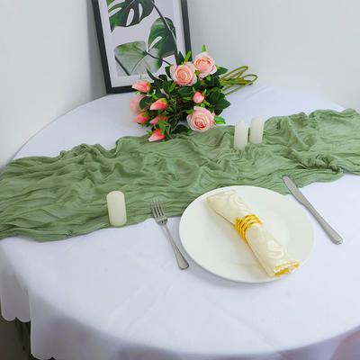 Adaçayı Yeşili Tülbent Masa Örtüsü Boho Tülbent Tülbent Şeffaf Düğün Doğum Günü Partisi Bebek Gelin Duşu Arka Plan Süslemeleri