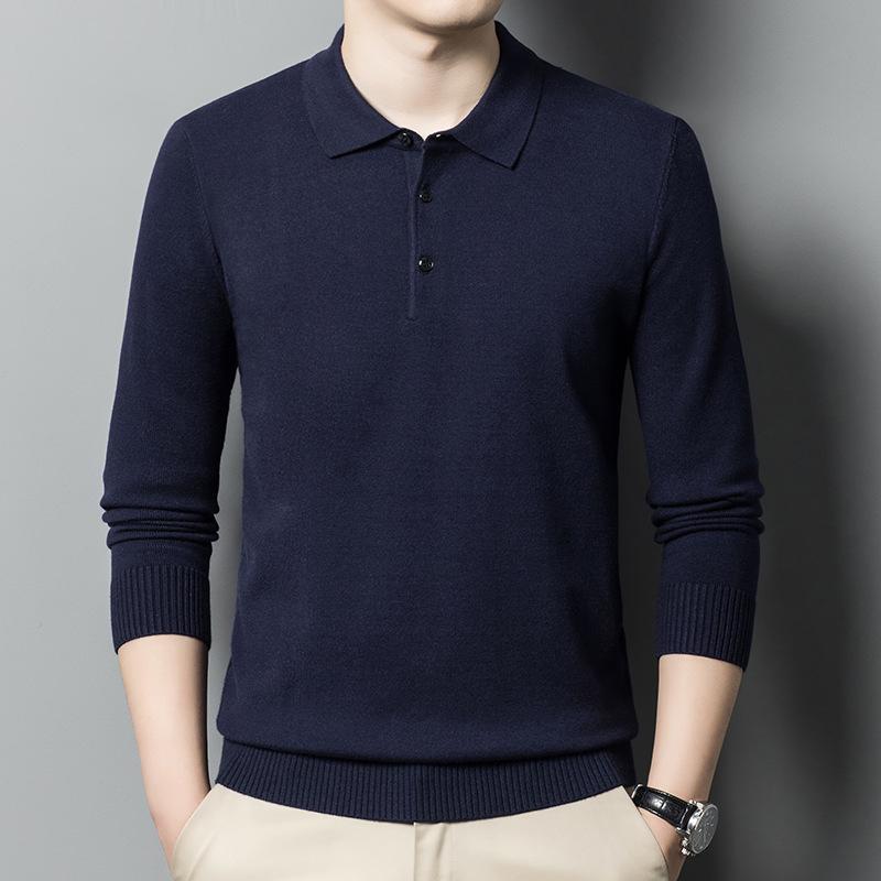 

Мужской свитер-пуловер с отложным воротником и длинным рукавом Вязание Мужские свитера XXXL тёмно-синий