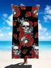 Aquarell Totenkopf Floral Strandtuch Decke Premium Mikrofaser Schnelltrocknend Große Größe Stark Saugfähig Sandfest für Reisen Pool