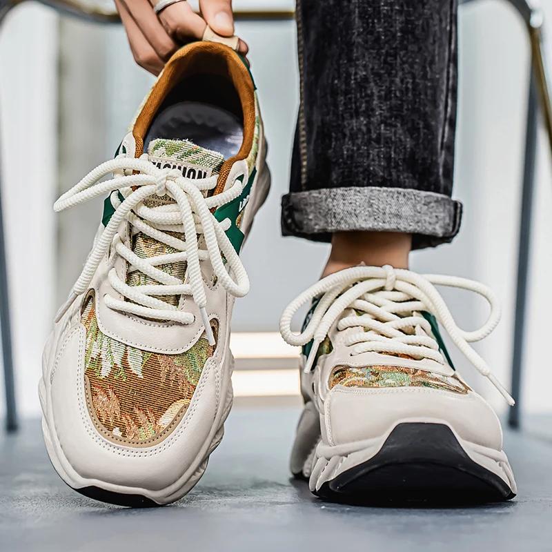 Fashion New Fashion Men's Sports Shoes Breathable Comfortable Platform Sneakers Trendy Lace-up Vulcanized Shoes Man Casual Sneakers