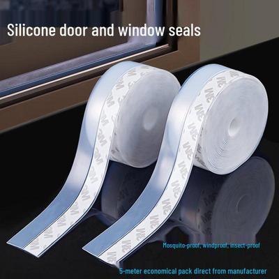 Tira de Silicone Autoadesiva: À Prova de Vento, Isolamento Acústico, Vedação contra Vazamento de Ar para Portas e Janelas de Vidro