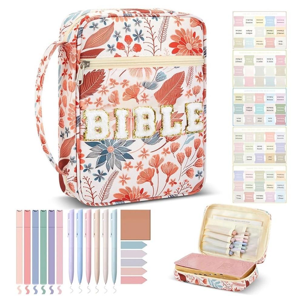 Flora Book Storage Bag Large-capacity Stationery Storage Organizer Bible Cover  Case  Office