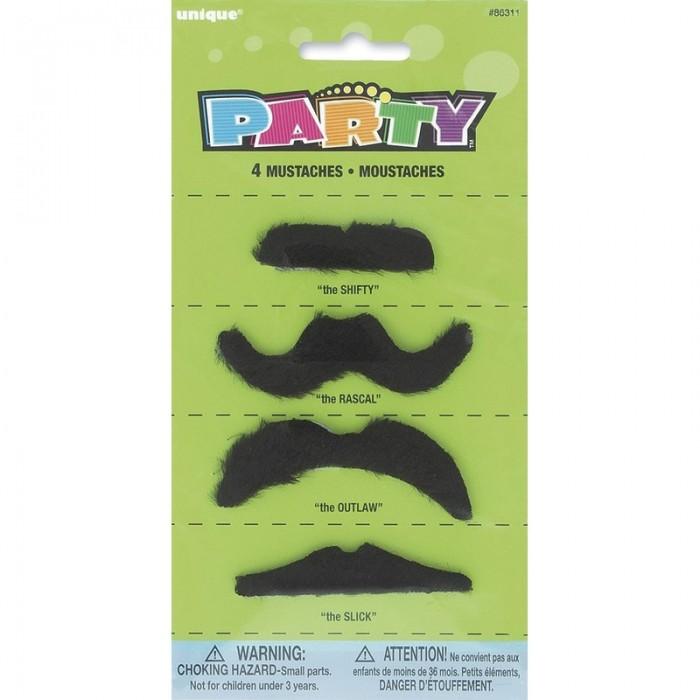 Unique Party Stick On Moustache (Pack of 4)