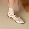Fashion Women's New Spring/Summer Pointed Breathable Leather Cowhide Bag Heel Large Headed Middle Heel Muller Sandals