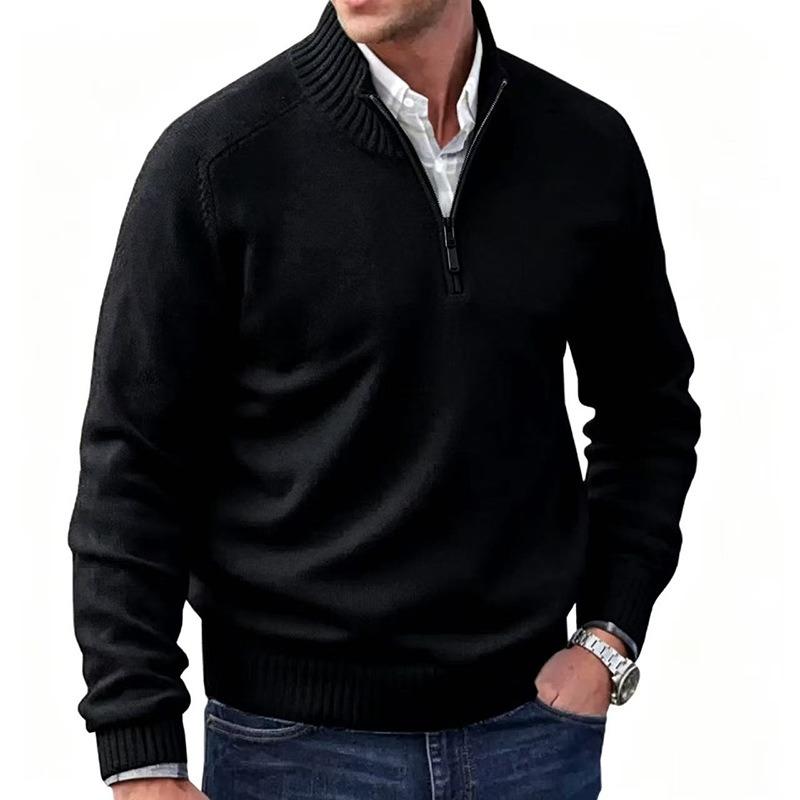 Men S Stand Collar Pullover Sweater Long Sleeve British Style Multi Color Warm