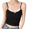 Women's Lace Trim Two-Piece Camisole with Chest Pads - Slim Fit Bandeau
