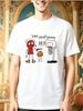 Men White Tee Cartoon Basketball Hoop Dreams Graphic Print Short Sleeve Loose Casual For Adult