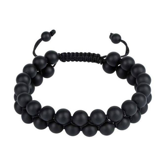 Woven Natural Stone Double-layer Bracelet, Hand-woven Adjustable Bracelet, Men's Yellow Tiger Eye Double-row Bracelet.