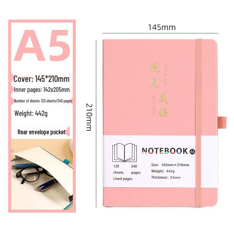 A5 Soft Leather Notebook: Multi-Color Options, Customizable, Thickened Pages, Ideal for Students and Business.