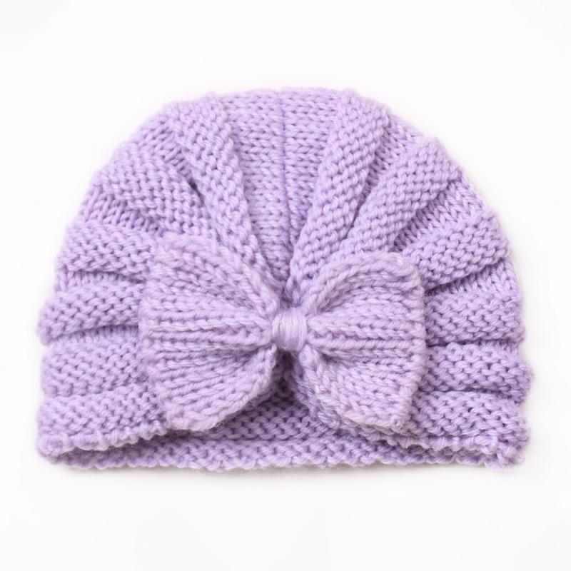 Autumn and Winter New Baby Bow Hat, Children's Knitted Warm Wool Hat, Baby Fetal Hat
