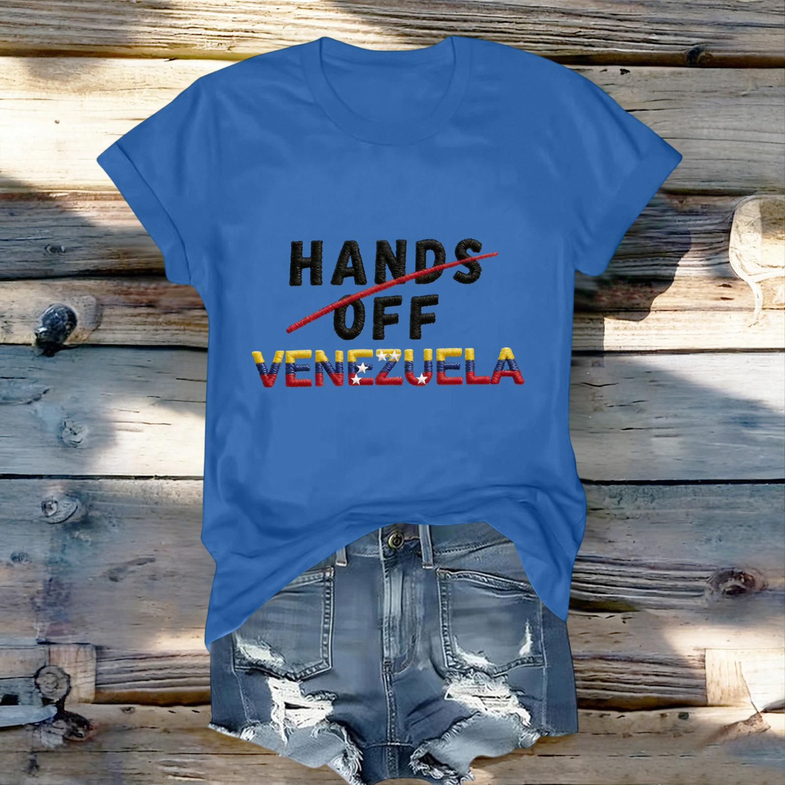 Женская модная футболка с круглым вырезом, повседневная, с ретро-принтом, с короткими рукавами L синий