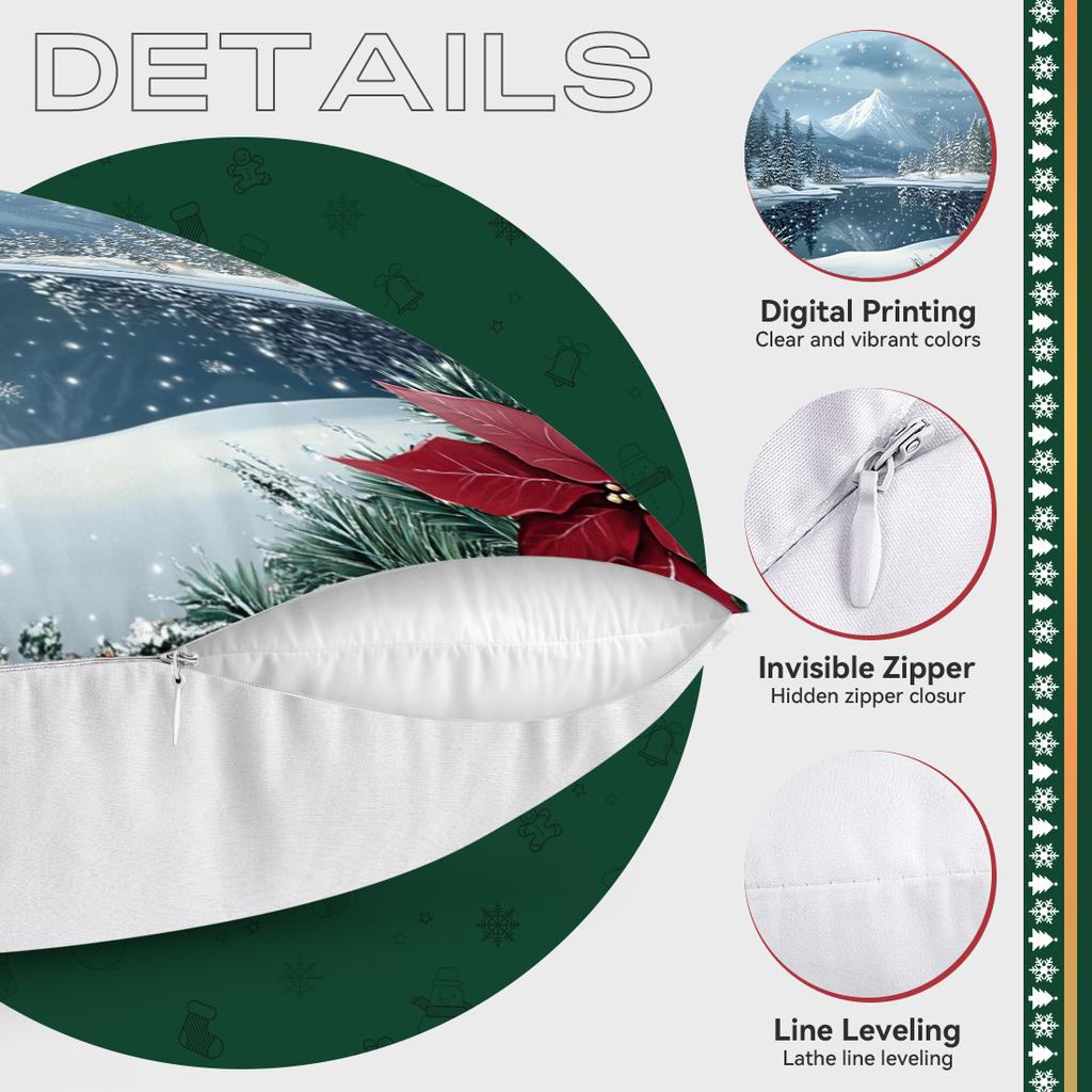 Winter Snow Scenery Pillowcase Printed Polyester 40/45/50Cm Throw Pillowcover Decorative Sofa Cushion Pillowslip Home Decor